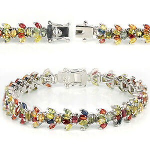 yzlbNX@}`J[Tt@CAX^[OVo[uXbgnatural songea multi color sapphire marquise sterling 925 silver bracelet 725