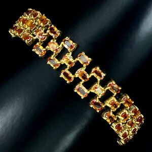 yzlbNX@X^[OVo[S[hR[eBOIWTt@CAuXbgC`sterling silver 925 gold coated natural orange sapphire 3 row bracelet 712 inch