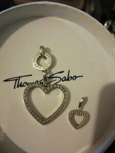 �y���������z�l�b�N���X�@�g�[�}�X�I�[�v���n�[�g�y���_���g�Z�b�g�L�����Arare retired thomas sabo glam and soul cz set open heart pendant amp; carrier