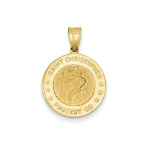 yzlbNX@CG[S[hTeZgNXgt@[Eh_y_g14k yellow gold satin polished saint christopher protect us round medal pendant