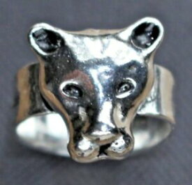 【送料無料】ネックレス　パンサージャガーヘッドリングハンドスターリングシルバーロンドンpanther jaguar big cat leopard head ring hand made sterling silver 925 london hm