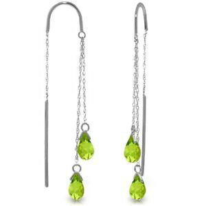 �y���������z�l�b�N���X�@�y���h�b�g�u���I���b�g�C�A�����O14k�z���C�ggenuine peridots briolette gems threader earrings 14k yellow, white or rose gold