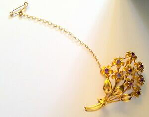 yzlbNX@u[`re[WS[hXp[NOAWXgbrooch vintage bouquet of 9ct gold sparkling 9 amethyst stones outstanding
