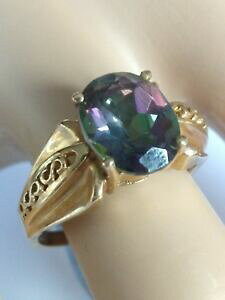 �y���������z�l�b�N���X�@�S�[���h�g�p�[�Y�����O�T�C�Ystunning hallmarked 9ct gold mystic topaz ring size n 12