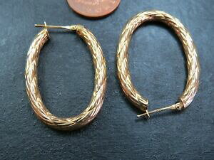 �y���������z�l�b�N���X�@�r���e�[�W�S�[���h�t�[�v�C�������Olarge vintage 9ct gold creole hoop earrings 1994