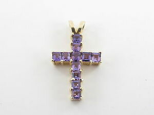 yzlbNX@CG[S[hAWXgNX`[y_g14k yellow gold amethyst cross charm pendant