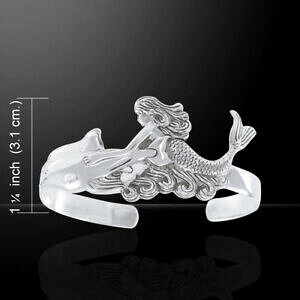 yzlbNX@}[ChhtBX^[OVo[s[^[Xg[JtuXbgmermaid dolphin 925 sterling silver cuff bracelet by peter stone jewelry