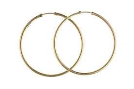 【送料無料】ネックレス　ゴールドプレーンキャップフープイヤリング9ct gold 50mm plain capped hoop earrings