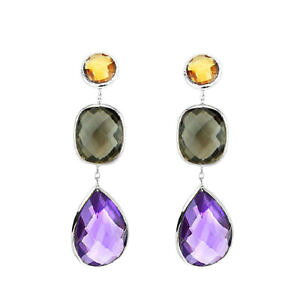 yzlbNX@kzCgS[hVgX[L[gp[YAWXgCO14k white gold earrings with citrine, smoky topaz and amethyst gemstones