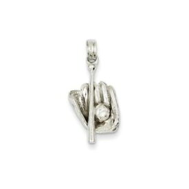 【送料無料】ネックレス　kホワイトゴールドグローブバットボールスポーツペンダント14k white gold polished 3d baseball glove bat and ball sports charm pendant