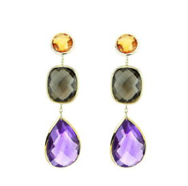 【送料無料】ネックレス　レモンアメジスト14kイェローゴールドイアリング14k yellow gold gemstone earrings with citrine, amethyst and smoky topaz