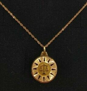 �y���������z�l�b�N���X�@�`�F�[���S�[���h�y���_���g�z���X�R�[�v���E���hpendant with chain gold 18k horoscope libra round 16 mm