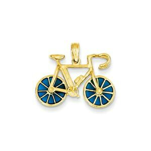 �y���������z�l�b�N���X�@�C�G���[�S�[���h�A�N�����y���_���g14k yellow gold polished 3dimensional translucent acrylic bicycle pendant