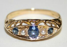 【送料無料】ネックレス　ゴージャスイエローゴールドサファイアパールボートリングgorgeous 18ct yellow gold sapphire amp; pearl boat shaped ring