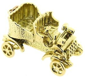 【送料無料】ネックレス　イエローゴールドペンダントソリッドビンテージホイール9ct yellow gold cars charms pendant solid 3d vintage classic car rotating wheels