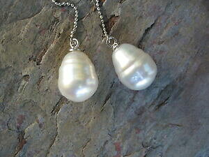 �y���������z�l�b�N���X�@�X�^�[�����O�V���o�[�{�[���`�F�[���C�������Osterling silver amp; genuine paspaley south sea pearl threader ball chain earrings