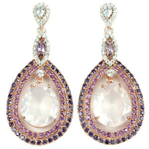 yzlbNX@[YNH[cAWXgACICggp[YX^[OVo[CO54x25 mm real rose quartz amethyst iolite topaz cz sterling 925 silver earring