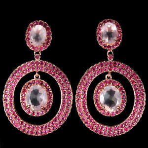 yzlbNX@[YNH[cr[X^[OVo[CO50x31 mm real 11x9 mm oval aaa rose quartz amp; ruby sterling 925 silver earring