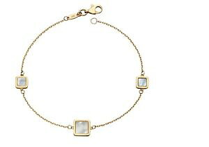 �y���������z�l�b�N���X�@9ct�C�F���[�S�[���hgb451w�T�C�Y�N�b�V����9ct yellow gold mixed size cushion mother of pearl station bracelet gb451w