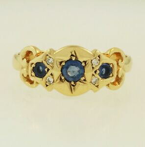【送料無料】ネックレス ヴィンテージ9ctイェローゴールドサファイアthreestone7mmサイズm 12vintage 9ct yellow gold sapphire threestone 7mm ring size m 12