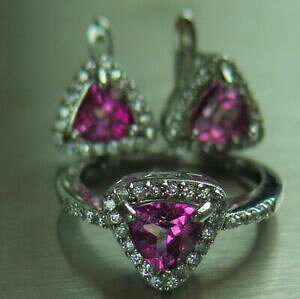 yzlbNX@sNgp[YX^[OVo[COOTCYZbgpink topaz and cz 925 sterling silver set earrings and ring size 7