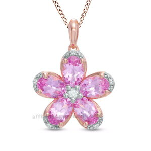 【送料無料】ネックレス サファイアフラワーペンダントkローズスターリングシルバーsapphire flower pendant 14k rose gold over sterling silver