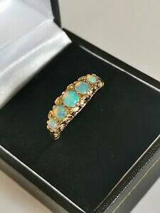 yzlbNX@Ip[OCG[S[h5 five stone opal gem ring 9ct yellow gold rainbow colours graduated design