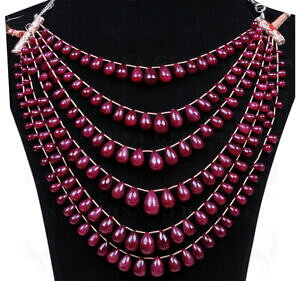 yzlbNX@r[hbvr[YXgh6 rows of ruby gemstone drop shaped bead strand np1185