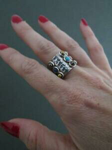 yzlbNX@re[WOsXYR[^[RCYvintage silver modernist ring lapis lazuli coral turquoise