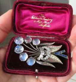 【送料無料】ネックレス　ビンテージアンプスターリングシルバーブローチ listingantique vintage moonstones amp; sterling silver brooch