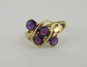 �y���������z�l�b�N���X�@18ct�A���W�X�g4�X�g�[�������O�T�C�Yno�T�C�Y718ct gold and amethyst naturalistic 4 stone ring, uk size no, us size 7