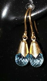 【送料無料】ネックレス　ジェインズソリッドゴールドトパーズイヤリングカットドロップ jaynes gems 5ct briolette cut blue topaz drop earring set in 9k solid gold