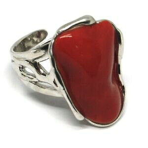 �y���������z�l�b�N���X�@�V���o�[�����O�T���S�J�{�V�����C�^���A925 silver ring, coral natural red cabochon, made in italy