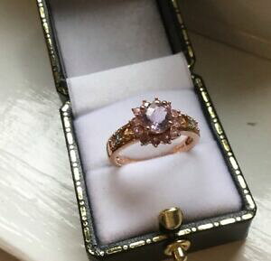 yzlbNX@bh[YS[hNbVNX^OTCYvtg qvc 9ct 9k red rose gold morganite gemstone cushion cluster ring size m