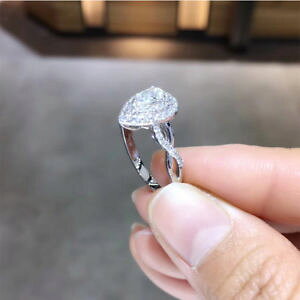 �y���������z�l�b�N���X�@k�z���C�g�S�[���h070 ct pear camp;c real forever moissanite engagement ring 14k white gold over