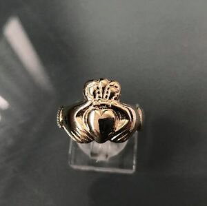 �y���������z�l�b�N���X�@�r���e�[�W�S�[���h�b�h�N���_�����O�����O�T�C�Ywomens vintage 9ct gold claddagh ring weight 48g stamped ring size r quality
