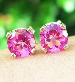 【送料無料】ネックレス　ピンクトパーズkktソリッドホワイトゴールドスタッドイヤリング180ct genuine pink topaz 14k 14kt solid white gold studs earrings free shipping