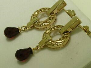 yzlbNX@\bhCG[S[hK[lbghbvCOe023 beautiful genuine solid 9ct yellow gold garnet briolette drop earrings