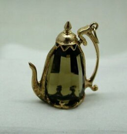 【送料無料】ネックレス　ゴールドスモーキークオーツコーヒーポットbeautiful large heavy 9ct gold and smokey quartz cee pot charm