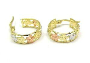 �y���������z�l�b�N���X�@�C�G���[���[�Y�z���C�g�S�[���h�n���C�A���v�������A�t�[�v�C�������O14k yellow rose white tricolor gold hawaiian plumeria hoop earrings dc border