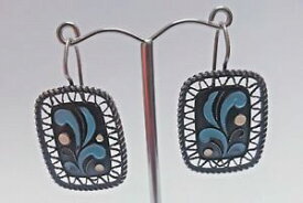 【送料無料】ネックレス　シルバーエナメルロシアヴィンテージイヤリング916 silver and bluewhite enamel russian vintage earrings, circa 1971