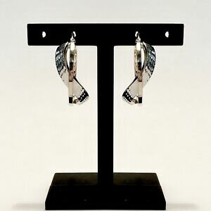 �y���������z�l�b�N���X�@�z���C�g�C�G���[�S�[���h�t�[�v�C�������O9ct white amp; yellow gold twotone fancy italianmade 23mm hoop earrings