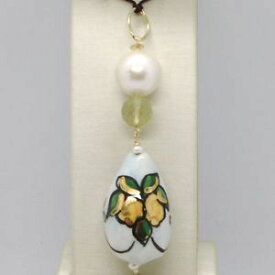 【送料無料】ネックレス　ペンダントイエローゴールドイタリアレモンセラミックpendant yellow gold 18k 750 with pearl quartz lemon and ceramics made in italy