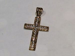 �y���������z�l�b�N���X�@�S�[���h�N���X�y���_���g�Z���`large fancy 9ct gold cz cross crucifix pendant 55cm available worldwide 53g