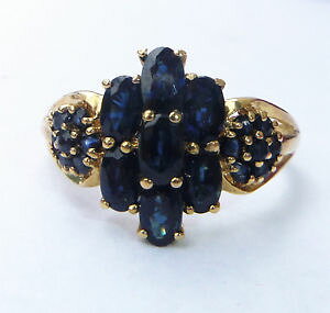 yzlbNX@S[hTt@CAt[NX^OTCY9ct gold large 210ct sapphire flower cluster ring, size w