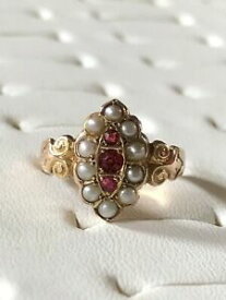 【送料無料】ネックレス　ガーネット9ctbeautiful antique 9ct gold garnet and pearl ring