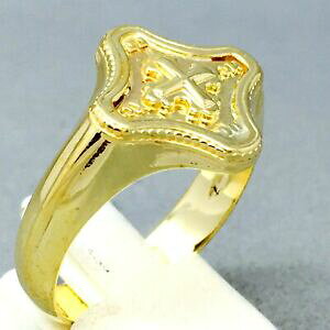 �y���������z�l�b�N���X�@�C�G���[�S�[���h�M���V���N���X�T�C�Yawesome 9ct yellow gold greek cross religious signet ring size w 1044