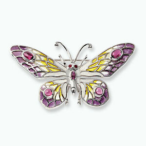 ネックレス　ニコールエナメルバタフライブローチルビーnicole barr silver pliqueajour enamelled butterfly brooch rhodolite amp; rubies