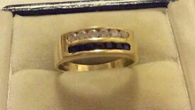 【送料無料】ネックレス　ビンテージソリッドゴールドサファイアリングbeautiful ladies stamped vintage solid 14ct gold sapphire amp; white stone ring o