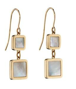 �y���������z�l�b�N���X�@9ct�C�F���[�S�[���h�C�A�����O�z�b�N�C�A�����Oge2177w29ct yellow gold earrings double mother of pearl drop hook earrings ge2177w